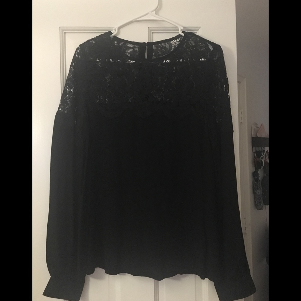 Black silk and lace top